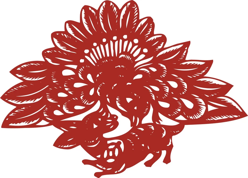 中国风中式传统喜庆民俗人物动物窗花剪纸插画边框AI矢量PNG素材【1312】